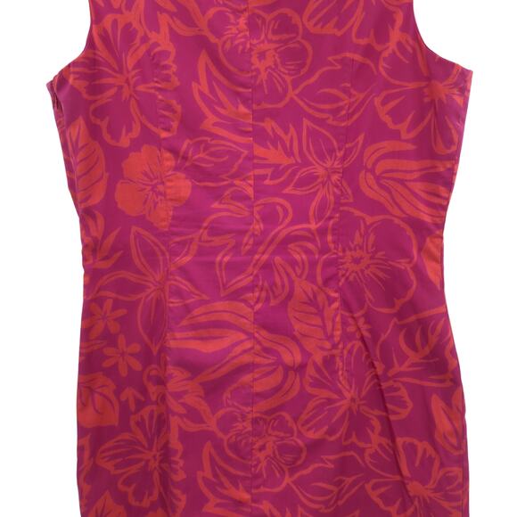 Vintage Womens 8 Pink Tropical Floral Shift Dress Retro Party Casual Corner Bold - Picture 7 of 12
